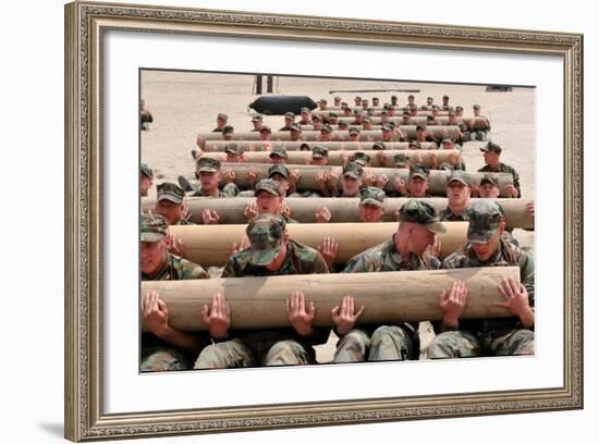 Navy SEAL Candidates Train with a 600-Pound Log, 2011-null-Framed Photo