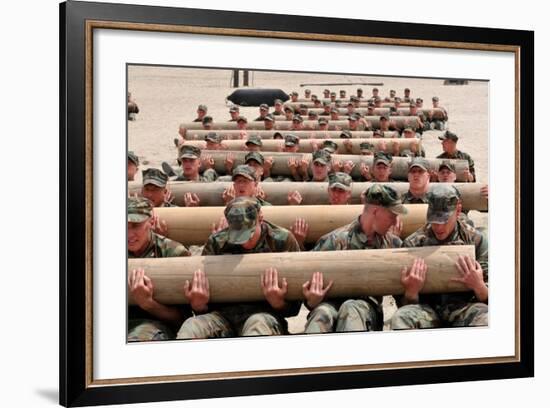 Navy SEAL Candidates Train with a 600-Pound Log, 2011-null-Framed Photo