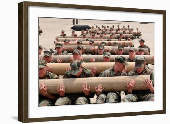 Navy SEAL Candidates Train with a 600-Pound Log, 2011-null-Framed Photo