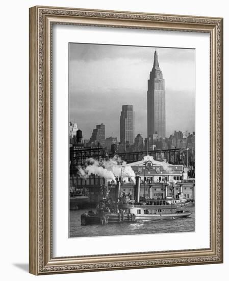 Navy Ship Sailing Through the Harbor During the Navy Day Parade-William C^ Shrout-Framed Photographic Print