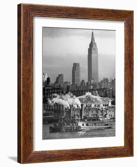 Navy Ship Sailing Through the Harbor During the Navy Day Parade-William C^ Shrout-Framed Photographic Print
