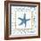 Navy Starfish on Newsprint with Gold-Emily Adams-Framed Art Print