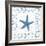 Navy Starfish on Newsprint with Gold-Emily Adams-Framed Art Print