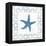 Navy Starfish on Newsprint with Gold-Emily Adams-Framed Stretched Canvas