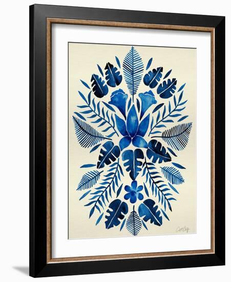 Navy Tropical Symmetry-Cat Coquillette-Framed Art Print