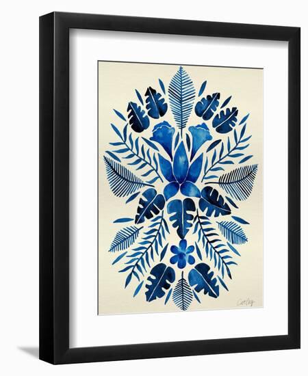 Navy Tropical Symmetry-Cat Coquillette-Framed Art Print