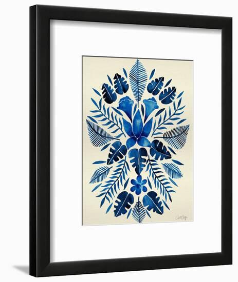 Navy Tropical Symmetry-Cat Coquillette-Framed Art Print