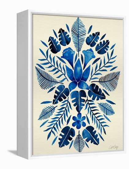 Navy Tropical Symmetry-Cat Coquillette-Framed Stretched Canvas