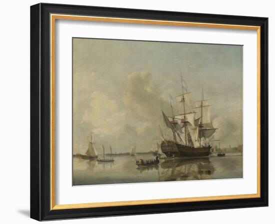 Navys Frigate Rotterdam on the Maas Off Rotterdam-Nicolaas Baur-Framed Art Print