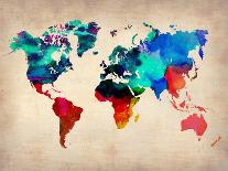 World Watercolor Map 1-NaxArt-Art Print
