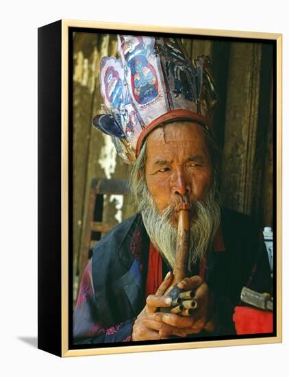 Naxi Dongba, or Wise Man or Shaman, Traditionally Acted as a Mediator with Spirit World-Amar Grover-Framed Premier Image Canvas