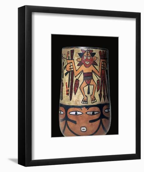 Nazca pottery vessel with two painted warriors, 2nd century. Artist: Unknown-Unknown-Framed Giclee Print