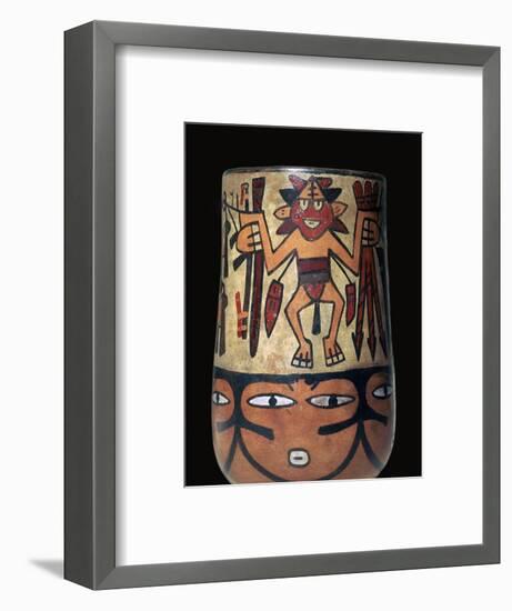 Nazca pottery vessel with two painted warriors, 2nd century. Artist: Unknown-Unknown-Framed Giclee Print