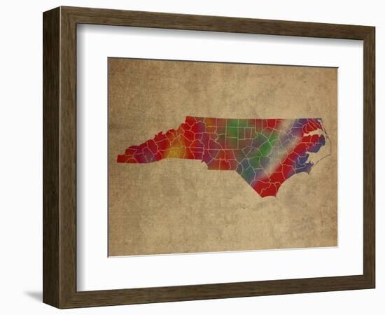 NC Colorful Counties-Red Atlas Designs-Framed Giclee Print