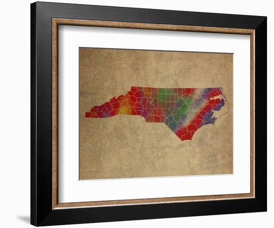 NC Colorful Counties-Red Atlas Designs-Framed Giclee Print