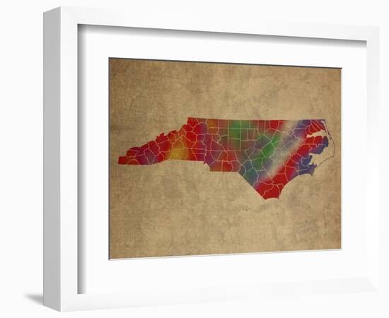 NC Colorful Counties-Red Atlas Designs-Framed Giclee Print