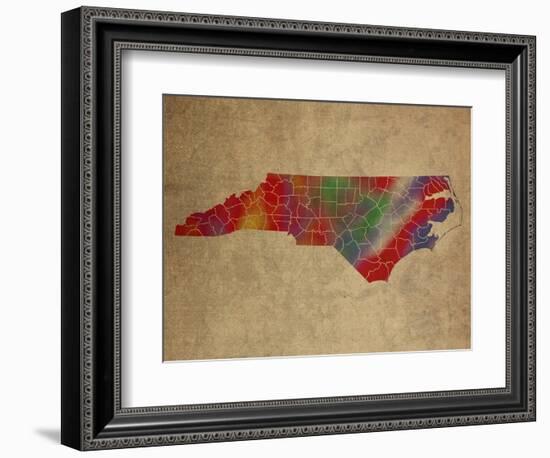 NC Colorful Counties-Red Atlas Designs-Framed Giclee Print