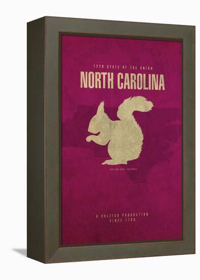 NC State Minimalist Posters-Red Atlas Designs-Framed Premier Image Canvas