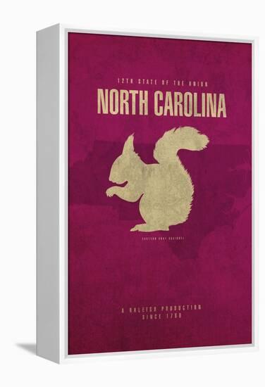 NC State Minimalist Posters-Red Atlas Designs-Framed Premier Image Canvas