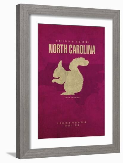 NC State Minimalist Posters-Red Atlas Designs-Framed Giclee Print