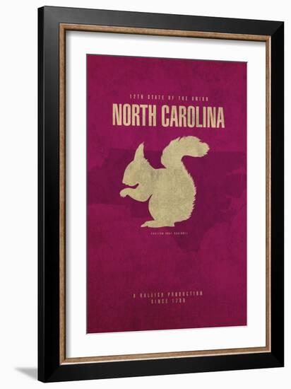 NC State Minimalist Posters-Red Atlas Designs-Framed Giclee Print