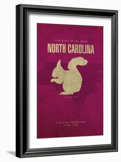 NC State Minimalist Posters-Red Atlas Designs-Framed Giclee Print