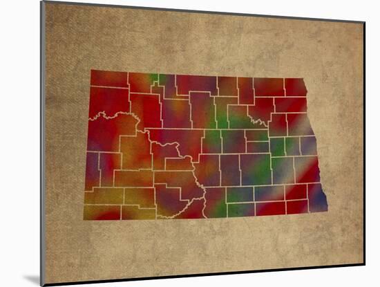 ND Colorful Counties-Red Atlas Designs-Mounted Giclee Print