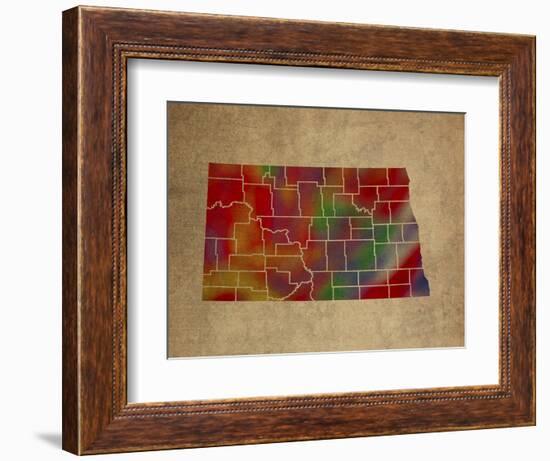 ND Colorful Counties-Red Atlas Designs-Framed Giclee Print