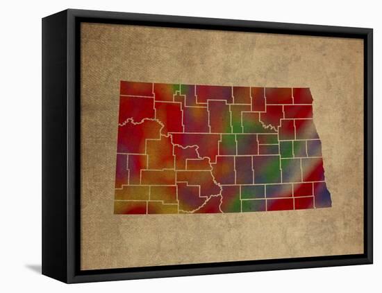 ND Colorful Counties-Red Atlas Designs-Framed Premier Image Canvas