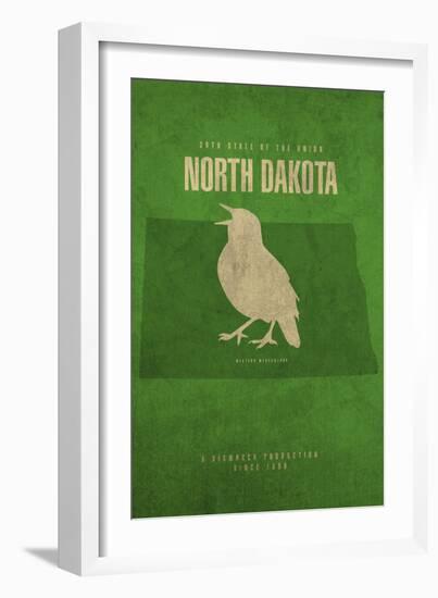 ND State Minimalist Posters-Red Atlas Designs-Framed Giclee Print