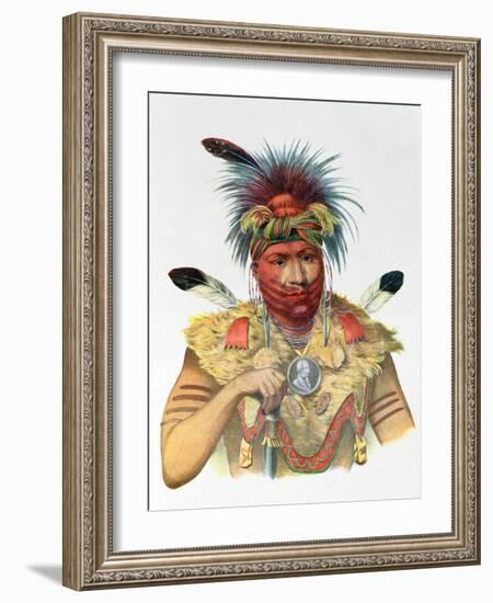 Ne-Sou-A-Quoit, a Fox Chief, Illustration from "The Indian Tribes of North America"-Charles Bird King-Framed Giclee Print