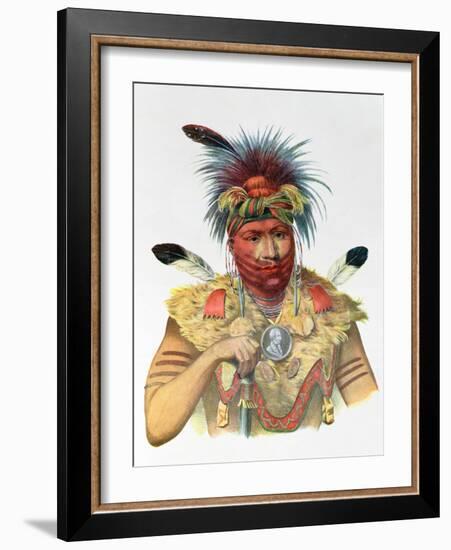 Ne-Sou-A-Quoit, a Fox Chief, Illustration from "The Indian Tribes of North America"-Charles Bird King-Framed Giclee Print