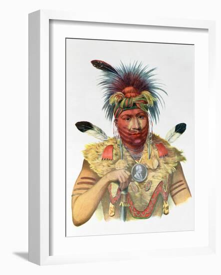 Ne-Sou-A-Quoit, a Fox Chief, Illustration from "The Indian Tribes of North America"-Charles Bird King-Framed Giclee Print