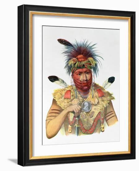 Ne-Sou-A-Quoit, a Fox Chief, Illustration from "The Indian Tribes of North America"-Charles Bird King-Framed Giclee Print