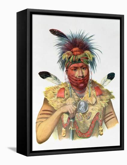 Ne-Sou-A-Quoit, a Fox Chief, Illustration from "The Indian Tribes of North America"-Charles Bird King-Framed Premier Image Canvas