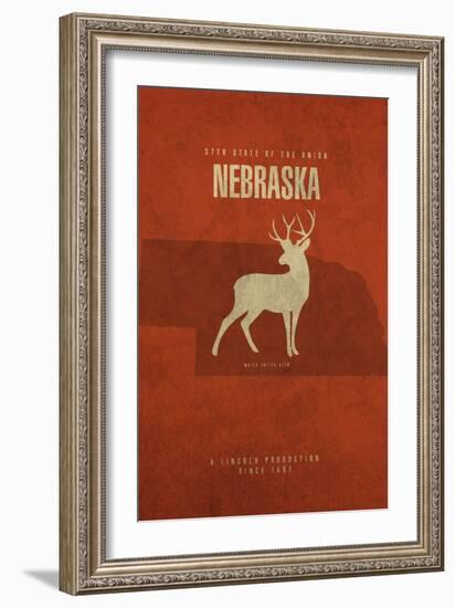 NE State Minimalist Posters-Red Atlas Designs-Framed Giclee Print