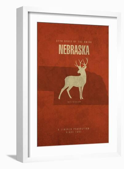 NE State Minimalist Posters-Red Atlas Designs-Framed Giclee Print