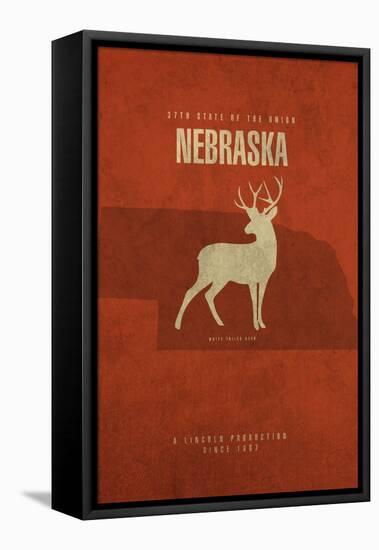 NE State Minimalist Posters-Red Atlas Designs-Framed Premier Image Canvas