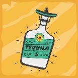 Vintage Poster with a Tequila Bottle.-ne2pi-Art Print