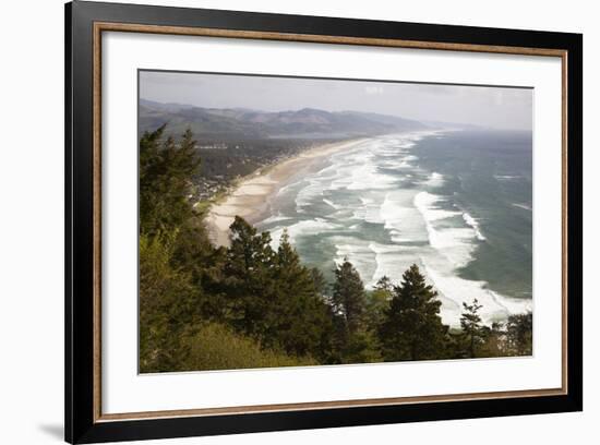 Neahkahnie Beach and Manzanita and Beach from Viewpoint, Oregon, USA-Jamie & Judy Wild-Framed Photographic Print