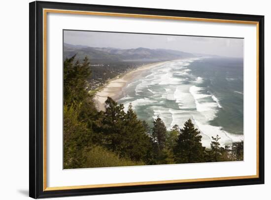 Neahkahnie Beach and Manzanita and Beach from Viewpoint, Oregon, USA-Jamie & Judy Wild-Framed Photographic Print