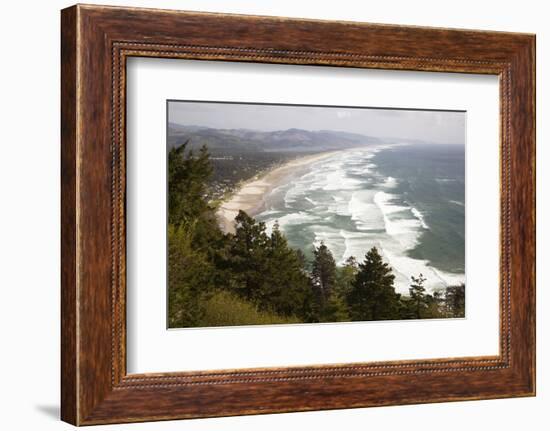 Neahkahnie Beach and Manzanita and Beach from Viewpoint, Oregon, USA-Jamie & Judy Wild-Framed Photographic Print