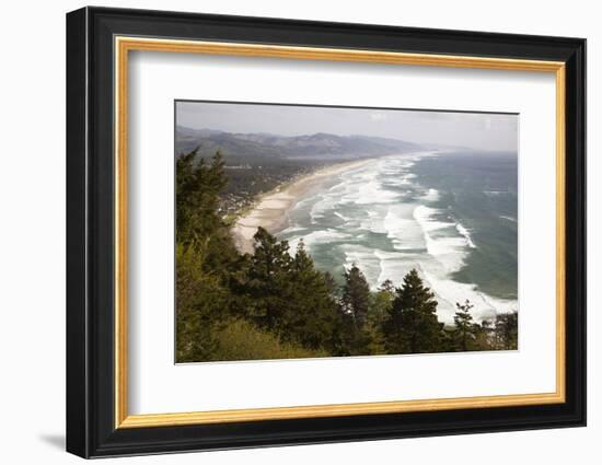 Neahkahnie Beach and Manzanita and Beach from Viewpoint, Oregon, USA-Jamie & Judy Wild-Framed Photographic Print