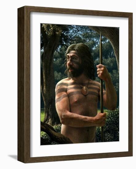 Neanderthal with Shell Ornament, Artwork-Mauricio Anton-Framed Photographic Print