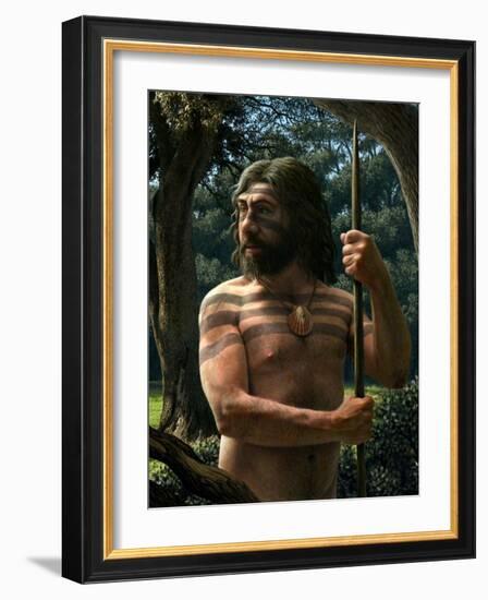 Neanderthal with Shell Ornament, Artwork-Mauricio Anton-Framed Photographic Print