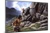 Neanderthals Hunt a Cave Bear-null-Mounted Art Print