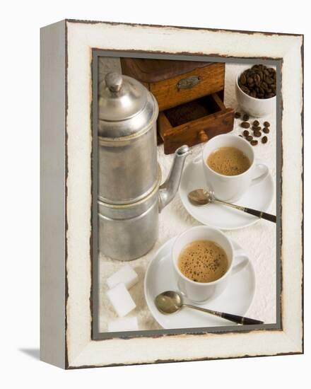 Neapolitan Coffee, Neapolitan Coffee Machine and Coffee Grinder, Naples, Campania, Italy, Europe-null-Framed Premier Image Canvas