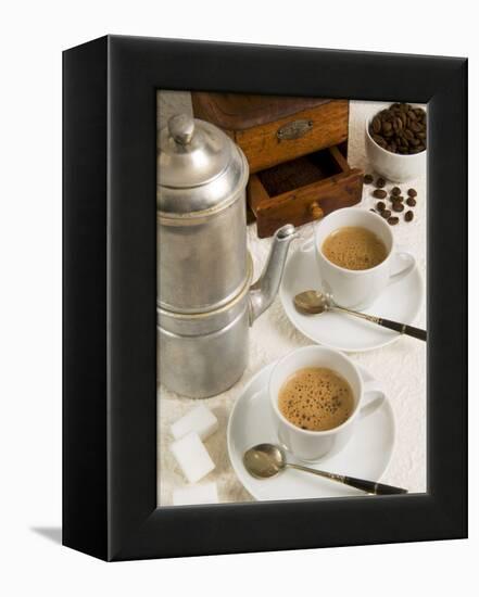 Neapolitan Coffee, Neapolitan Coffee Machine and Coffee Grinder, Naples, Campania, Italy, Europe-null-Framed Premier Image Canvas