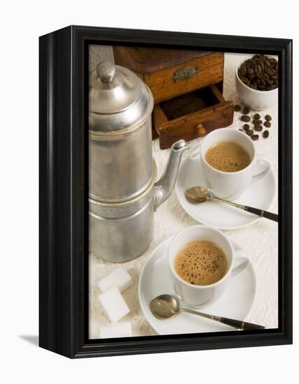 Neapolitan Coffee, Neapolitan Coffee Machine and Coffee Grinder, Naples, Campania, Italy, Europe-null-Framed Premier Image Canvas