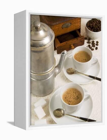 Neapolitan Coffee, Neapolitan Coffee Machine and Coffee Grinder, Naples, Campania, Italy, Europe-null-Framed Premier Image Canvas